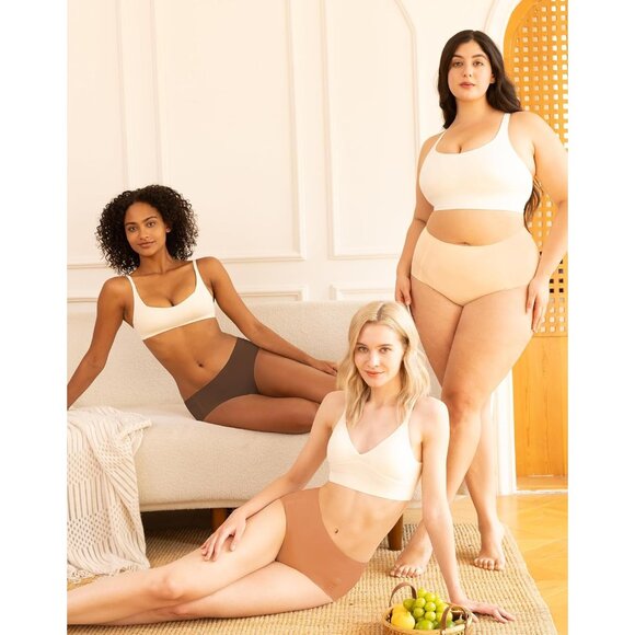 Women's Seamless Hipster Underwear 4-Pack Soft No Show Invisible Stretch - Picture 4 of 8